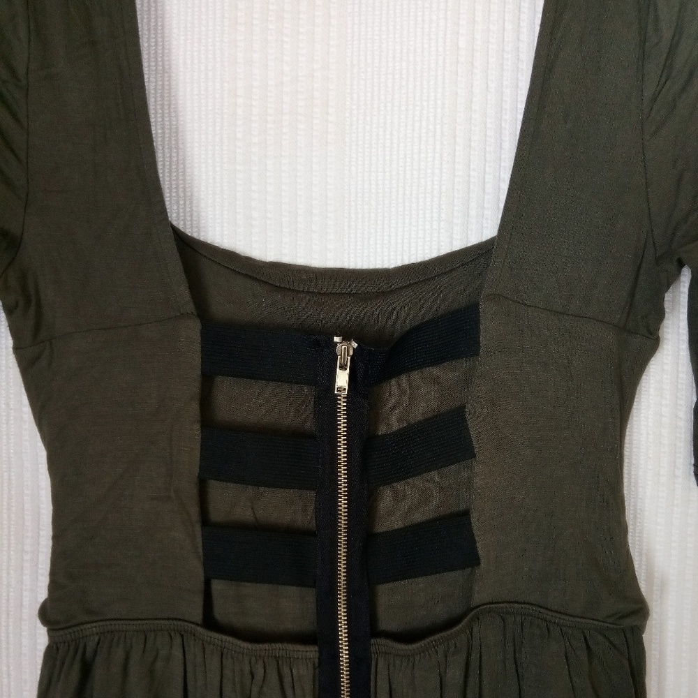 Green and black short dress